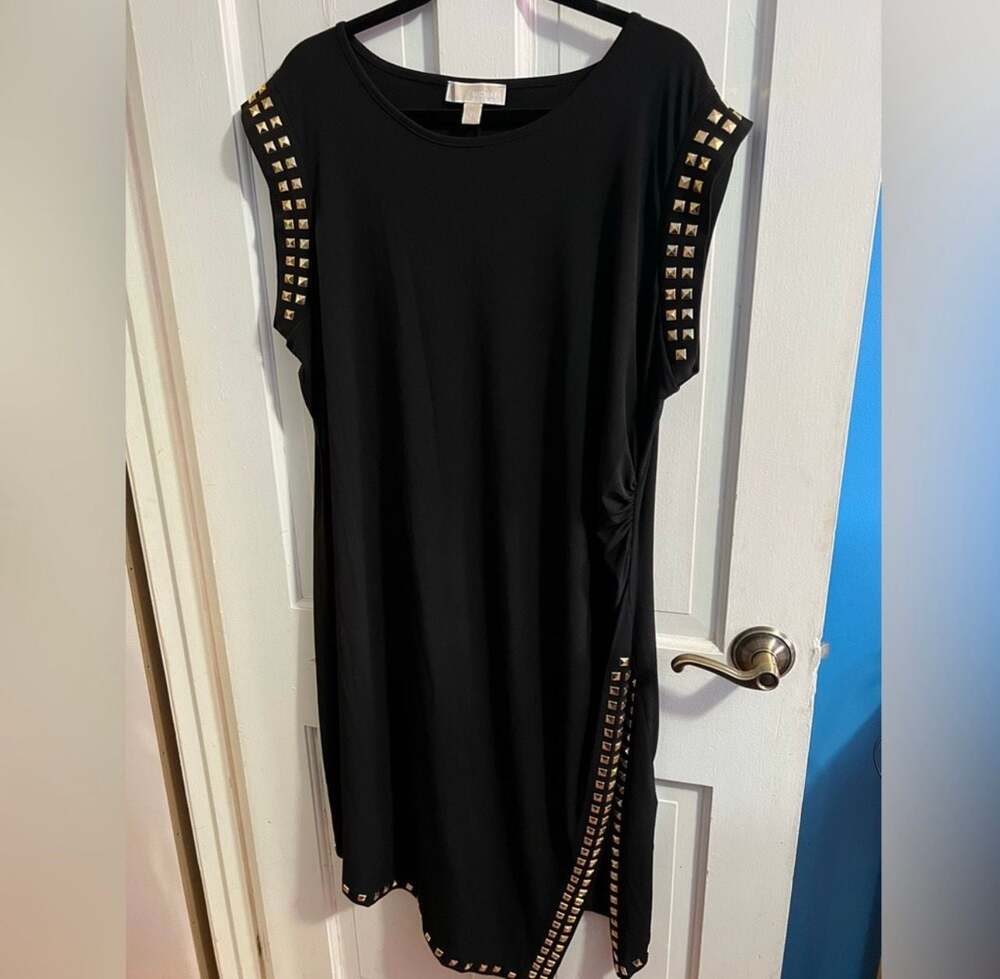 Michael Michael Kors Black Astor Studded Side Slit Dress Size 2X